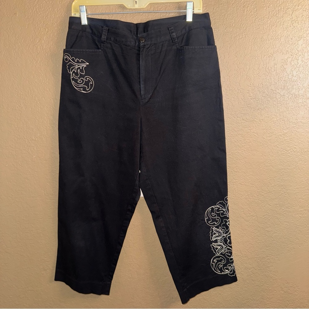 Cute Rafaella Black Pants with Embroidered Detailing